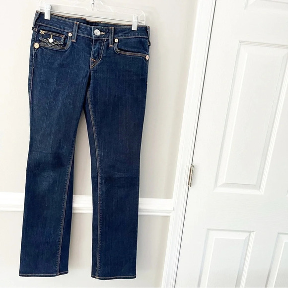 Y2k True Religion Dark Wash Billy Denim Straight Leg Jeans Size 28 - Picture 1 of 8